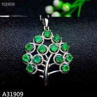kjjeaxcmy fine jewelry 925 sterling silver inlaid natural emerald necklace pendant supports detection of luxury water droplets