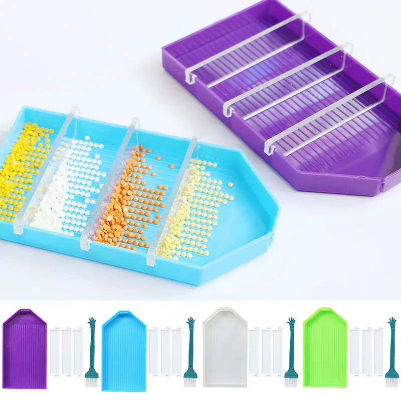

Multifunctional Square Point Drill Diamond Painting Tray Plate With Baffle Diy Embroidery Cross Stitch Diamond Painting Supplies