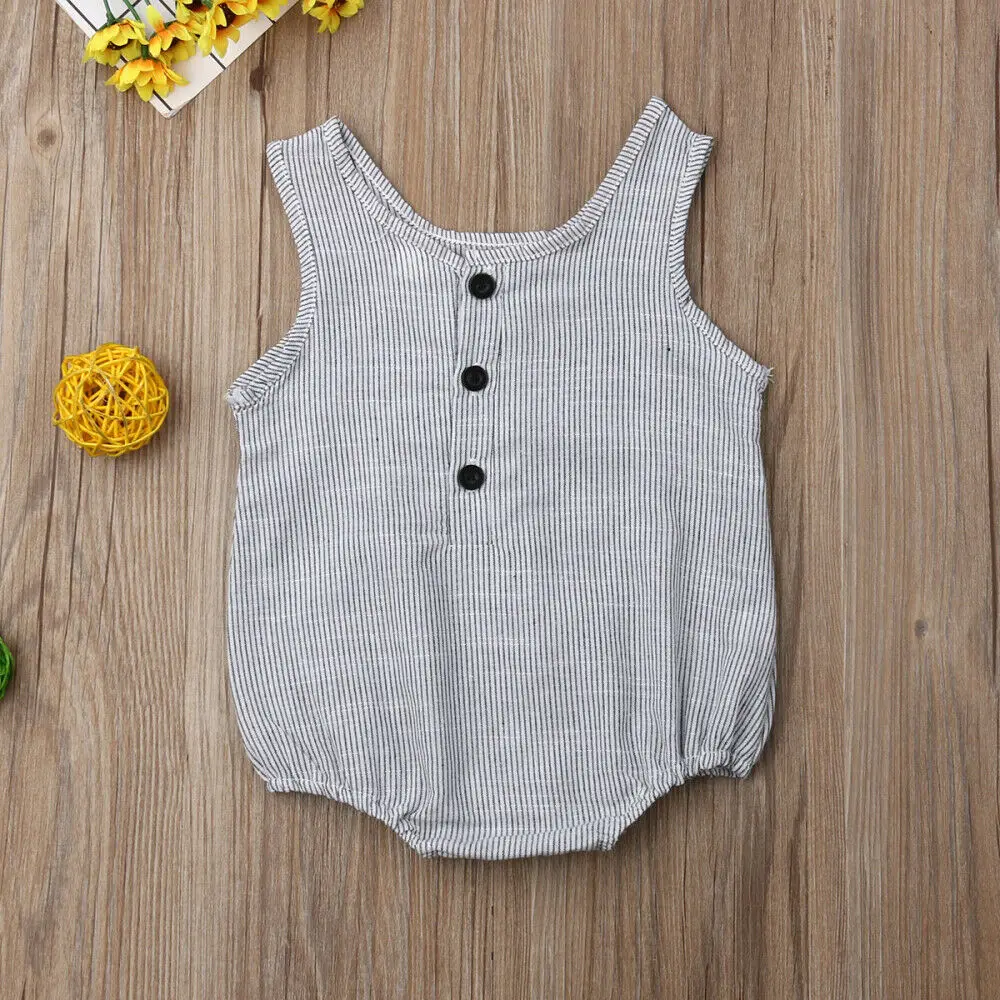 Хлопковое летнее Боди без рукавов для новорожденных и маленьких мальчиков