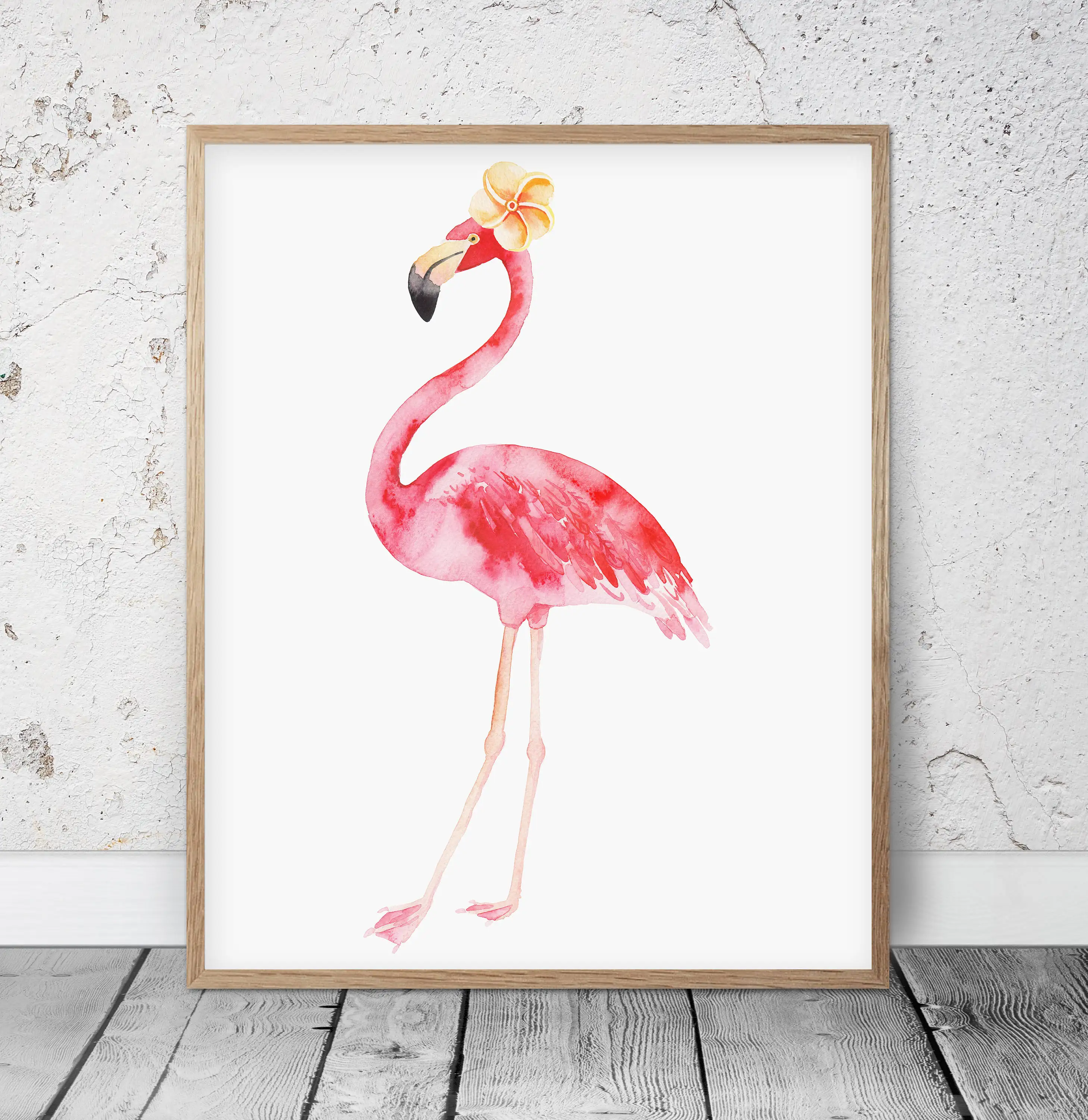 Настенные картины для детской комнаты с изображением розового фламинго на
