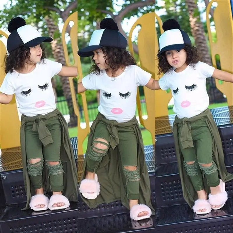 

Baby Girl Clothes Girl Set Kid Baby Girls Eyelash Tops T-shirt Pants Leggings Outfits Set Clothes Boutique Kids Clothing 2021