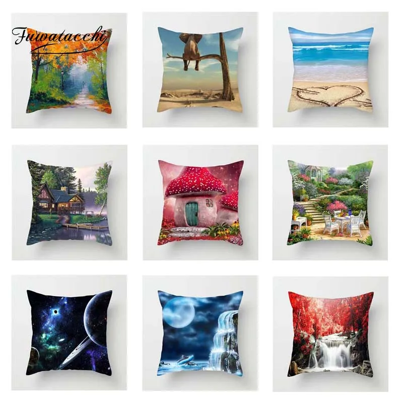 Разноцветная декоративная подушка Fuwatacchi мягкая с изображением морского дерева