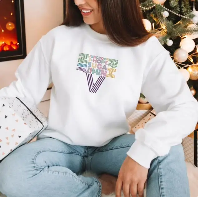 

K-Pop Sweatshirts Jungkook, Jin , Jimin , V , RM, J-Hope, Suga, Gift for friends , Unisex 100% Cotton Crewneck Sweatshirt