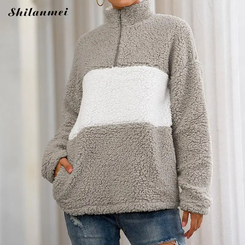 Женские пуловеры со стоячим воротником 2019 зимняя уличная флисовая одежда в стиле