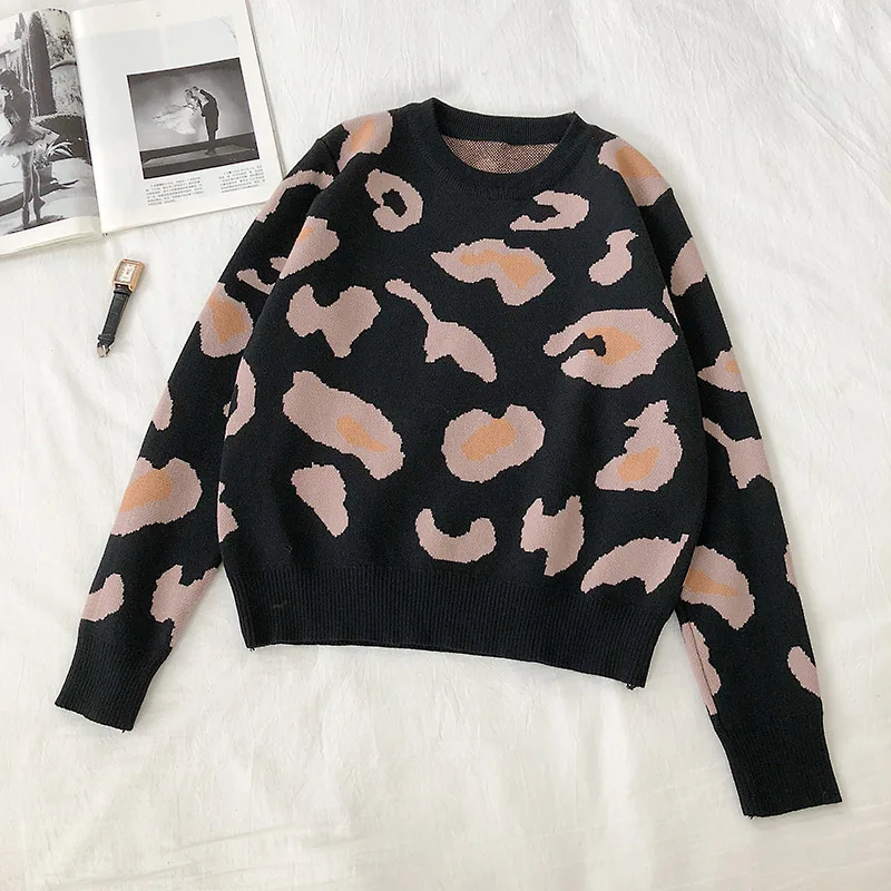 Chic Print Knitted Women Sweaters Sweet Pullovers Casual O-neck Long Sleeve Sweater Females Fashion Cute Tops Winter Jumper | Женская