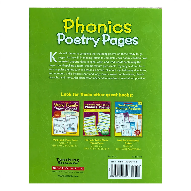 

Scholastic Phonics Poetry Pages Assessment Book for Kids