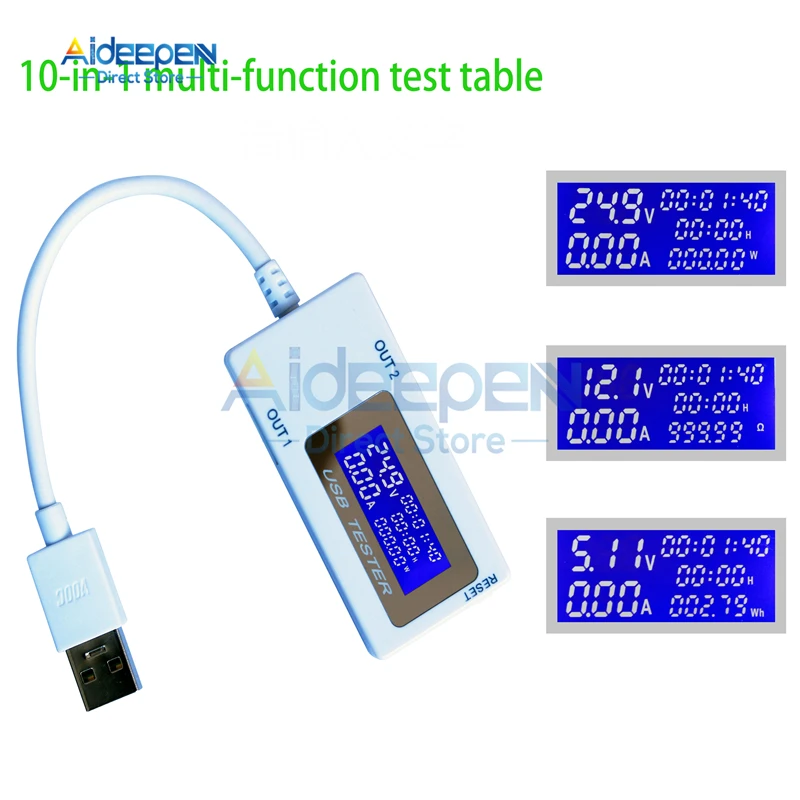 

Цифровой вольтметр, амперметр, USB-тестер, портативный, с ЖК-дисплеем