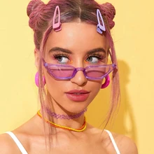 Unique Mini Cat Eye Style Women‘s Sunglasses Rectangle Decoration Sun Glasses Candy Color Internet