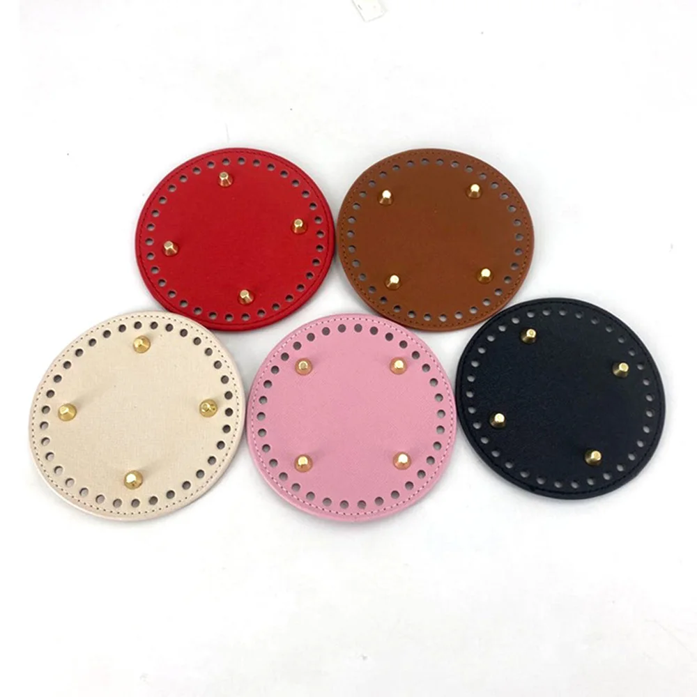 

12x12cm Round Bottom For Knitting Bag PU Leather Rivet Women Bags Handmade DIY Bag Accessories DIY Crochet Bag Bottom