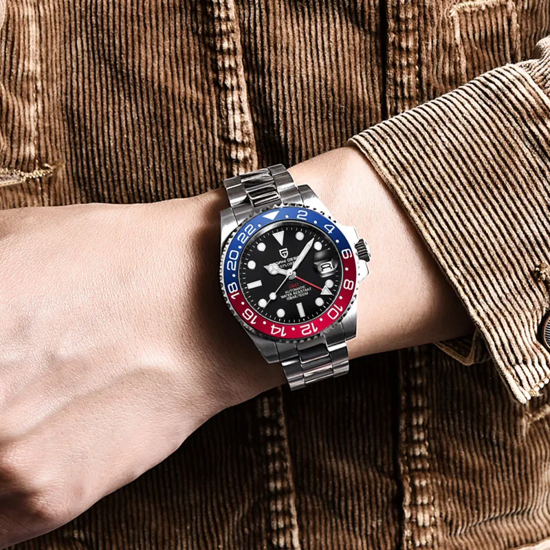 Мужские автоматические часы PAGANI дизайнерские Брендовые Часы с сапфиром GMT 40 мм