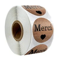 500pcs round kraft merci french thank you stickers seal label handmade sticker wedding decoration baby shower diy party supplies