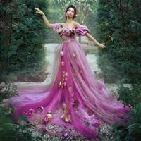 light pink off shoulder dress photo shoot dress floral dress 3d flowers evening dresses plus size womens dress elegant dresses