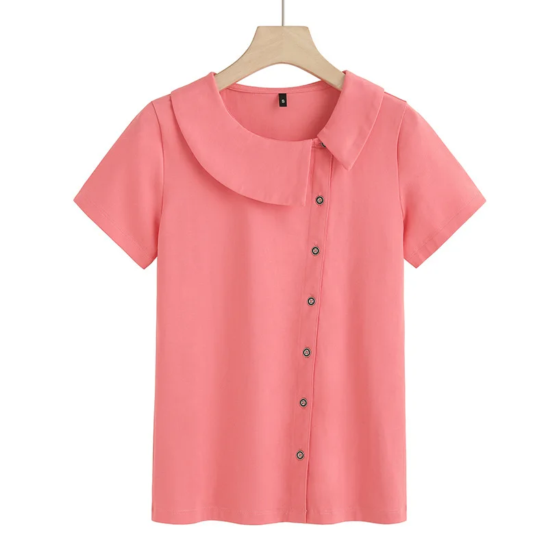 

BabYoung New Short Sleeve T-shirts Women Designer Summer Style O-Neck Cotton Slim Tops for Women Patchwork T Tee Shirt Femme