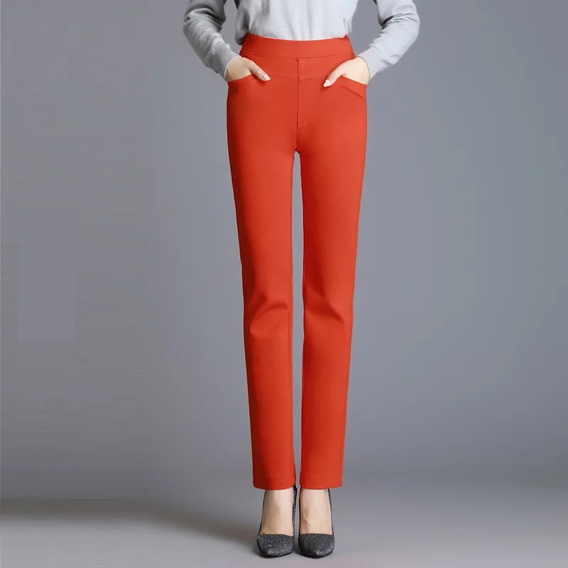 

2022 new spring and autumn women trousers fashion candy color stretch Elastic waist Women's pants 21803-171