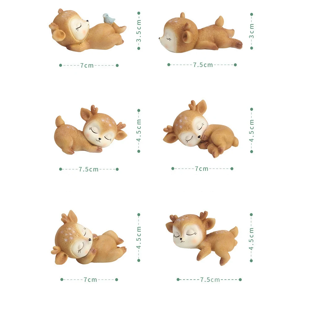 

6pcs sleeping deer silicone mold chocolate fondant cake decoration tools Food decoration model For food Table Decoration