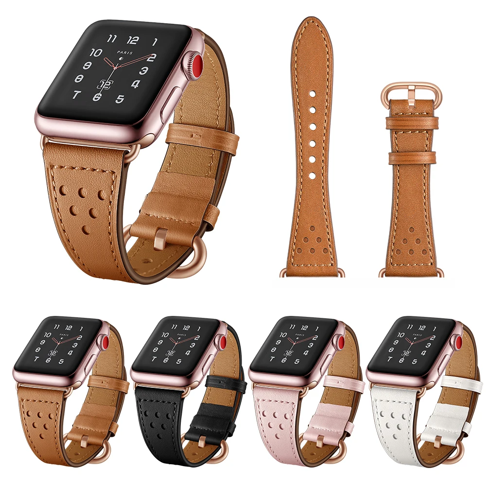 Ремешок Lether с линейкой для Apple Watch ремешок 44 мм 40 браслет Arc Curve 5 iWatch 5/4/3 | Наручные