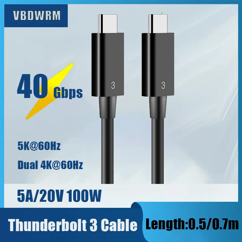 

Thunderbolt 3.0 Cable 40Gbps Thunderbolt 3 to Thunderbolt 3 Cable USB-C Compatible Data Transfer&Charging Cord for Docks Station