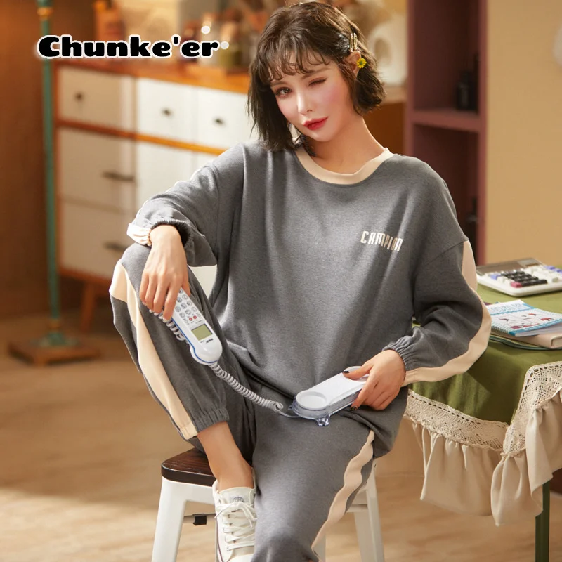 

New Women's Pajamas, Long Sleeves And Trousers, Pure Cotton, Lovely Spring And Autumn, Large Size Leisure, Loose Home Clothes