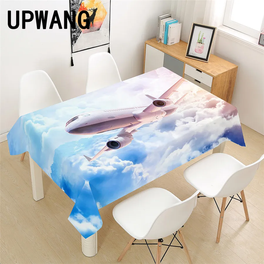 

Aircraft Tablecloth 3D Printed Table Cover Rectangular Tablecloth Wedding Birthday Party Kitchen Home Decor