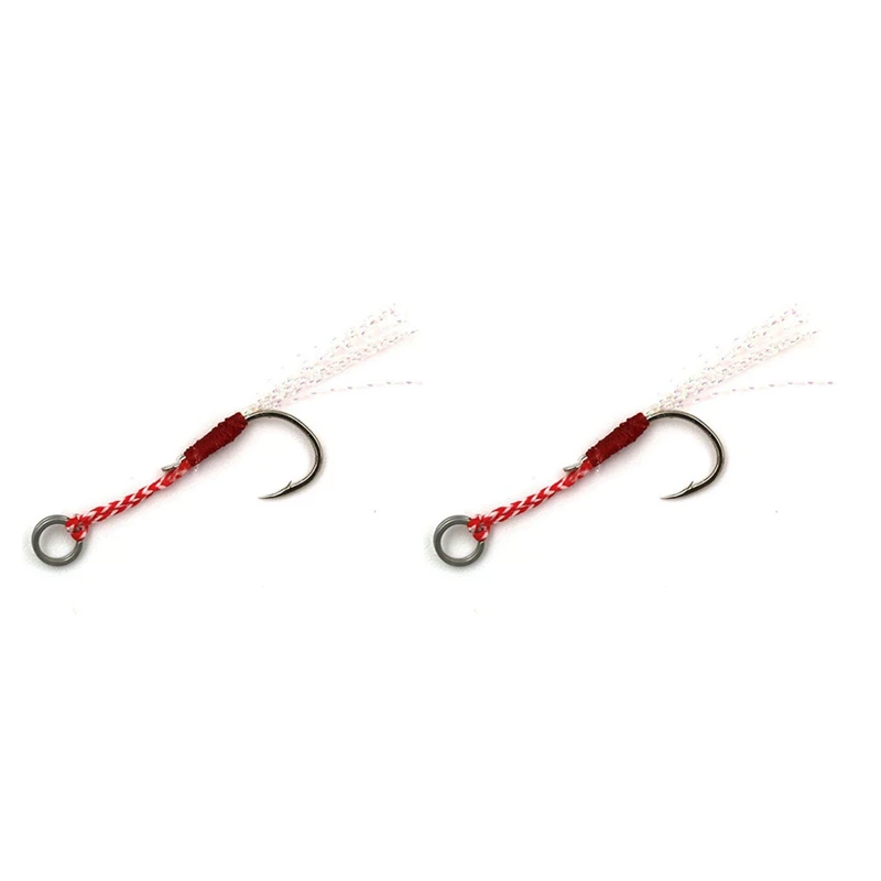 

10Pcs Stainless Steel Jigging Spoon Fishing Hook With Feather And Ring Jig Assist Fishhook Plate - 5Pcs 12 & 5Pcs 15
