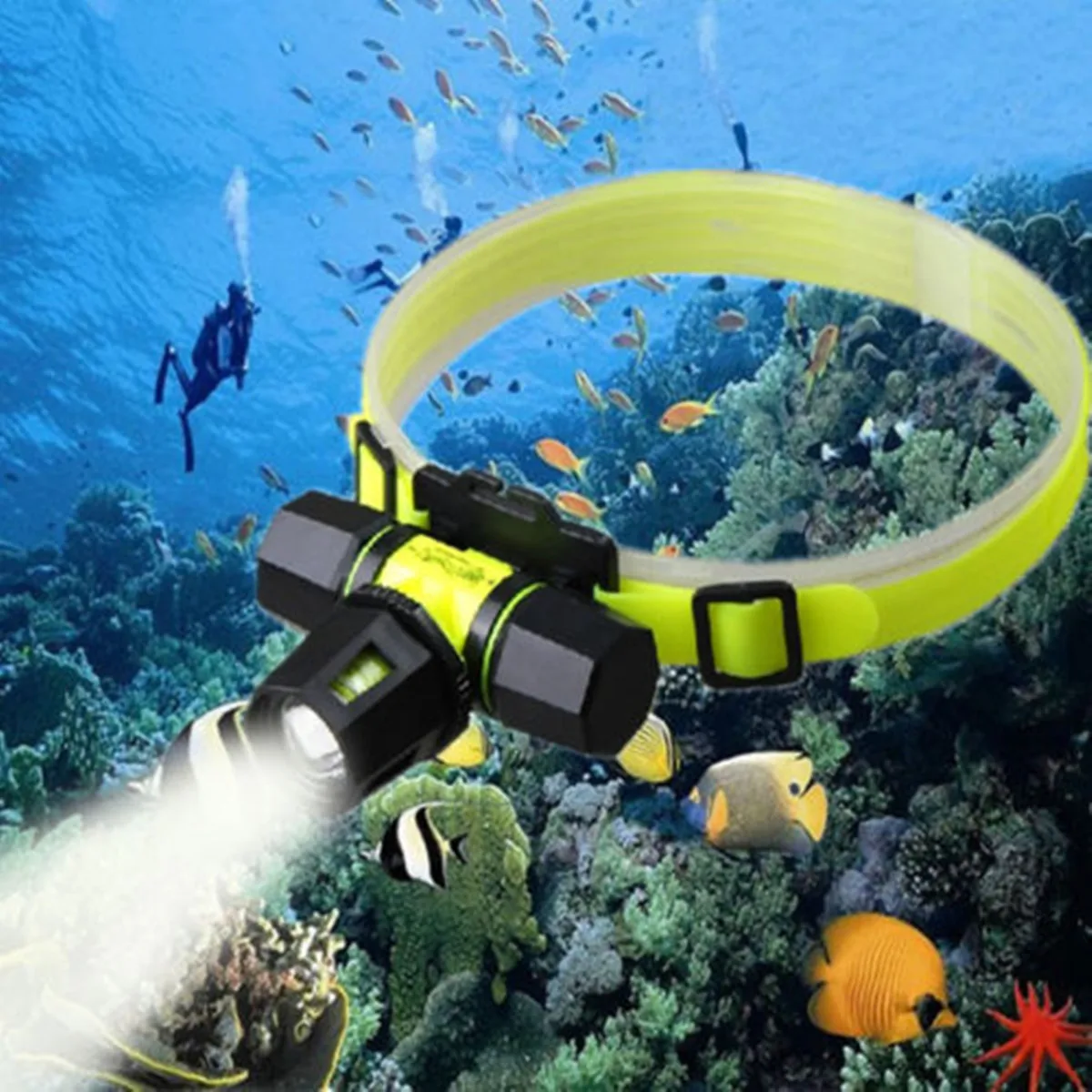 

XM-L T6 2 Mode 100m Diving Waterproof Zoomable Headlight Lamp Rechargable 18650 Battery headlamps Torch Lantern For Fish Diving