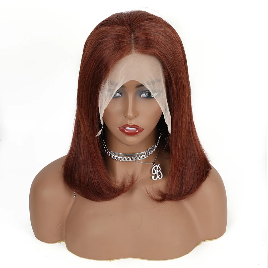 

Brown Straight Bob Wig 13X4 Lace Front Human Hair Wigs For Women 180% Density Brazilian Remy Pixie Cut Short Bob Wig For Women