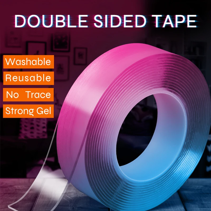 

Nano Tape Double Sided Tape Transparent No Trace Reusable Waterproof Adhesive Tape Cleanable Home Gekkotape