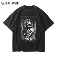 gonthwid streetwear distressed t shirts hip hop skeleton skull short sleeve tshirts punk rock gothic tees shirts harajuku tops