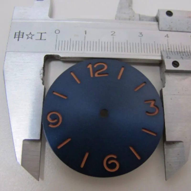 

38.9mm blue sterile dial orange marks fit ETA 6497 ST 3600 movement Men's Watch dial