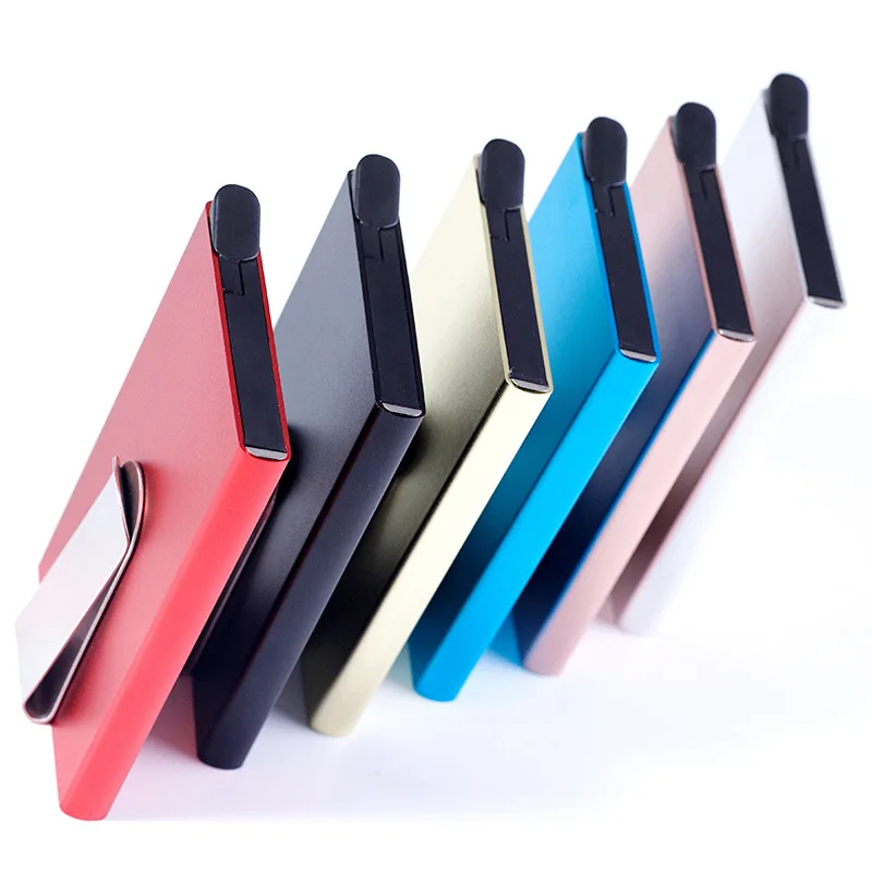 Минималистичный кошелек rfid Блокировка для мужчин металлический мини зажим денег