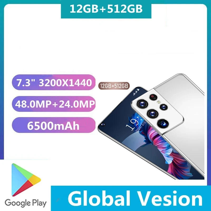 

Hot Global Version S30+ Ultra 7.3Inch Smartphone 6800mAh Android 10.0 16+512GB Face ID Google GPS Unlocked 4G LTE 5G Mobilephone