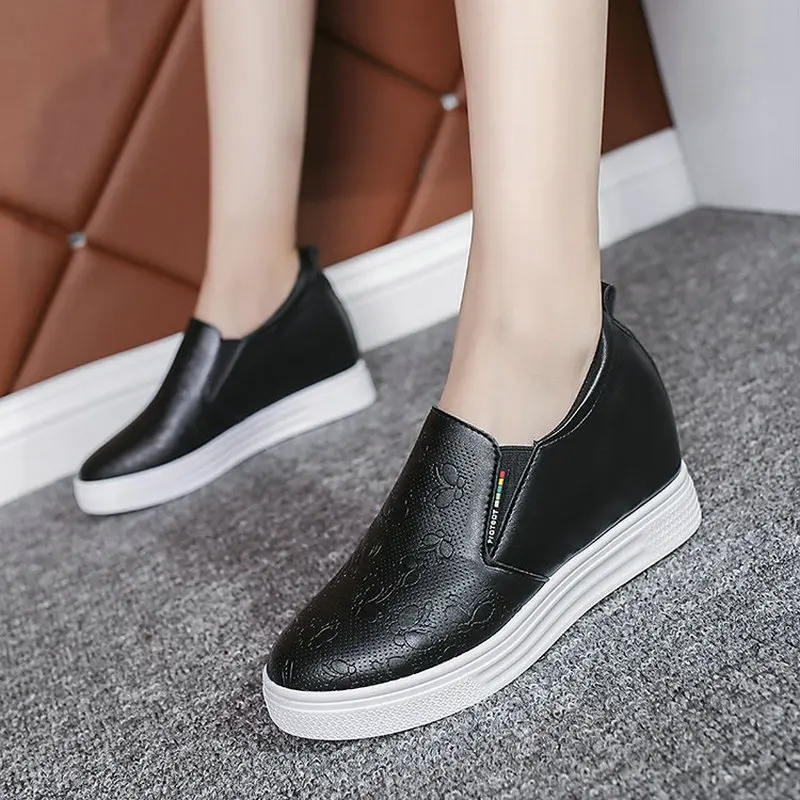 

Ladies Shoes Height Increasing Footwear Woman Loafers Flat Platforms Female Casual Wedges Shoes