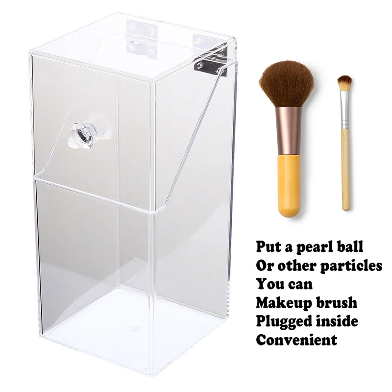 Акриловый ящик для хранения кистей макияжа прозрачный с крышкой пластиковый