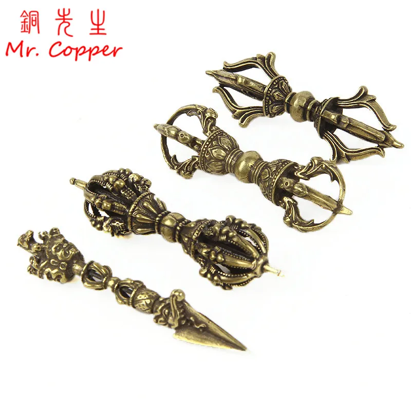 

Vintage Copper Vajra Pestle Feng Shui Ornament Religious Collection Buddha Instrument Home Decorations Antique Brass Desk Decors