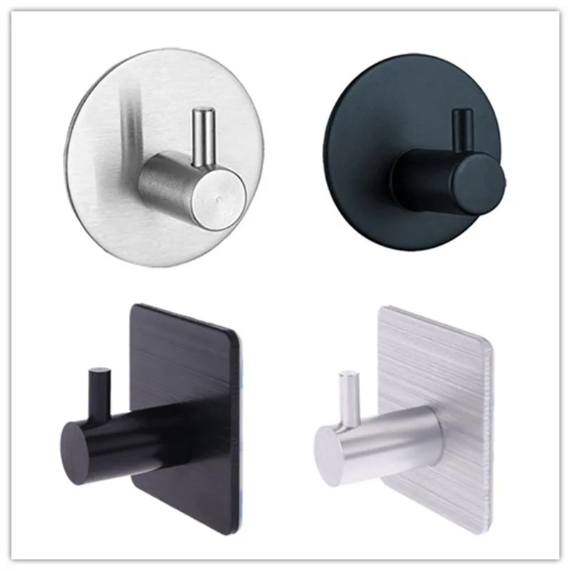 

Robe Hook Self Adhesive Wall Hook Towel Hook For Bathroom Stainless Steel Coat Hook Rustproof Hook Hanger For Kitchen Hardware