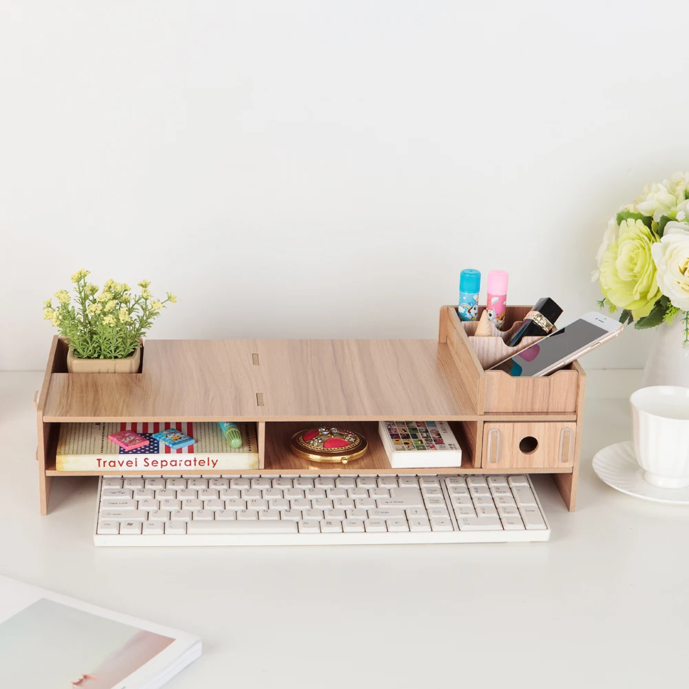 Подставка органайзер деревянная с ЖК дисплеем для настольного ПК|Кронштейны