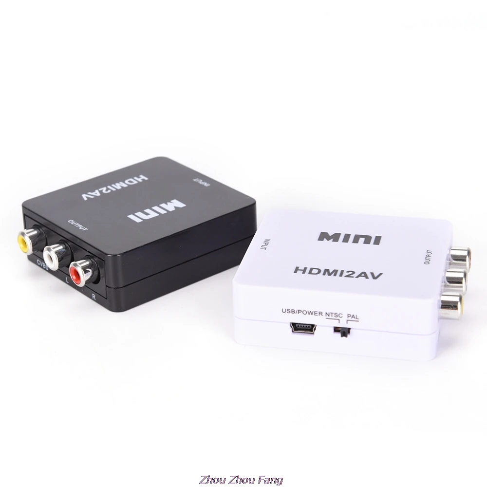 Адаптер преобразователь HDMI совместимый с AV видео HD в RCA AV/CVSB L/R 1080P Mini HDMI2AV