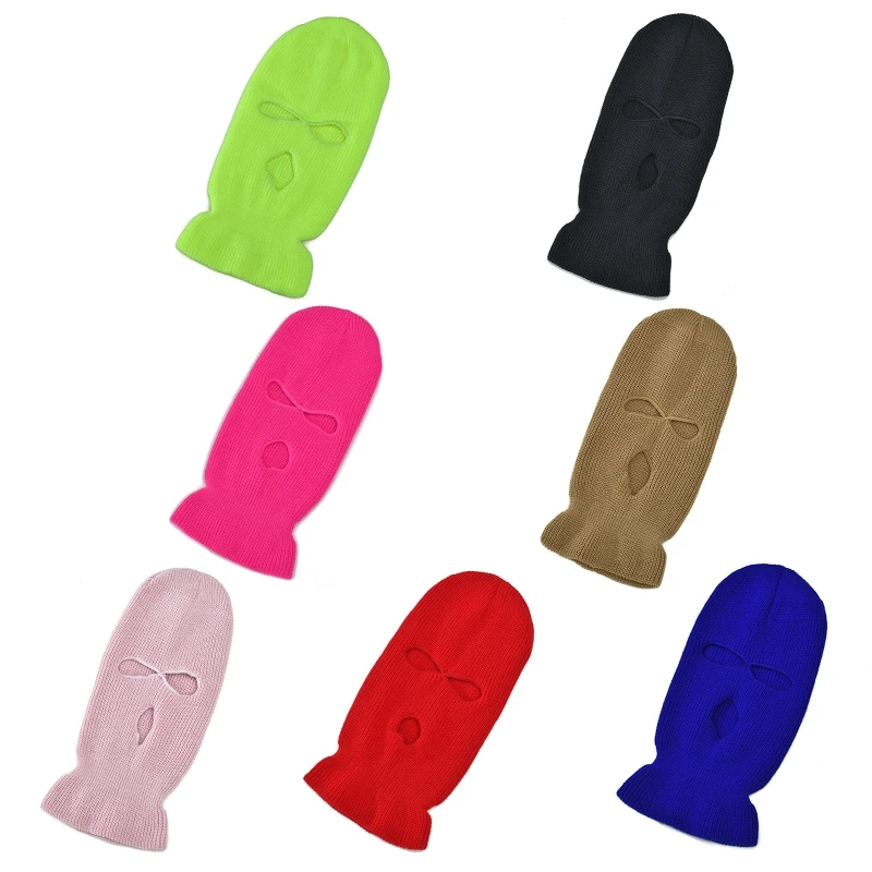 Маска Балаклава для мужчин и женщин неоновая однотонная Вязаная Зимняя Теплая