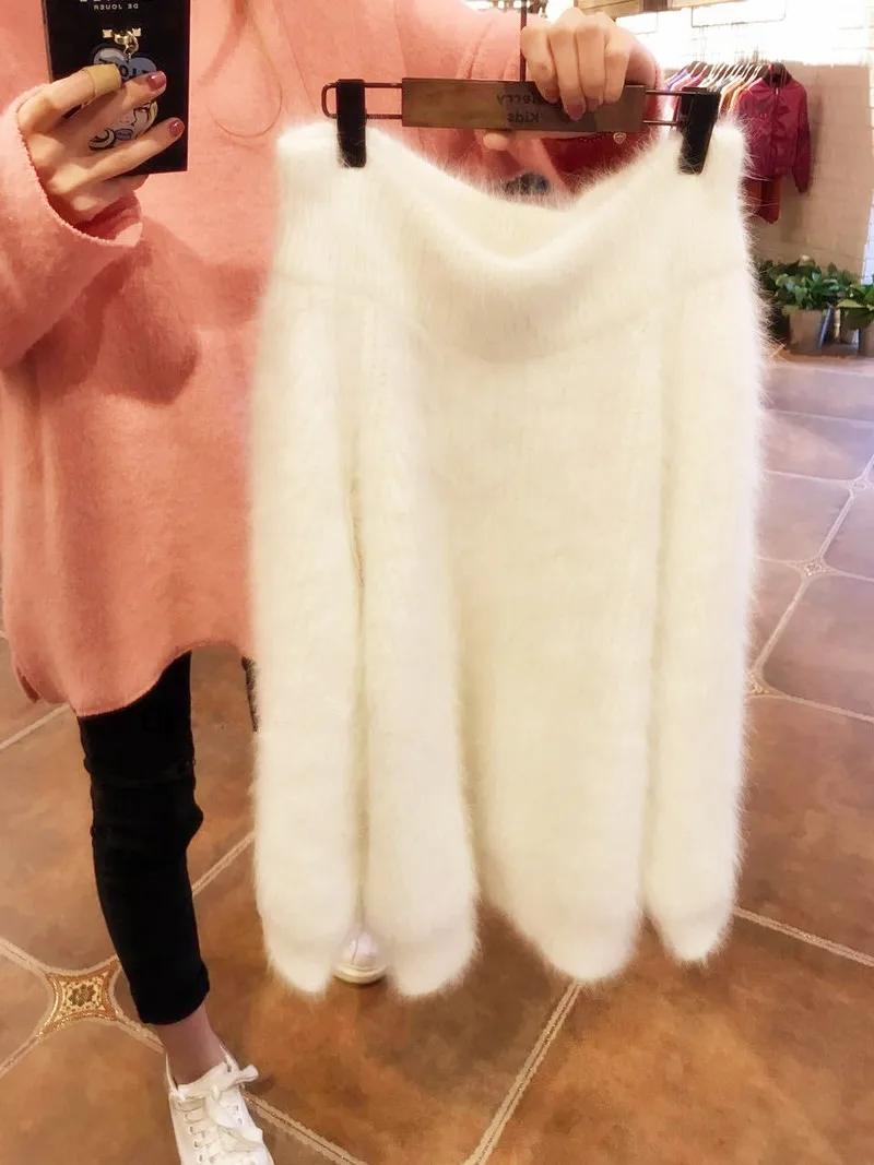 2018 Autumn Winter Women Off The Shoulder Sweater Faux Mink Cashmere Korean Long Loose Solid Color Pullover | Женская одежда