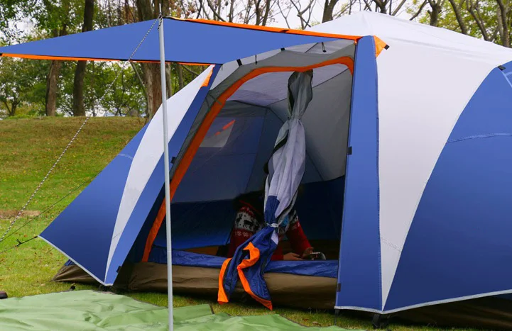 

Two-room fully automatic tent outdoor free-speed camping rainproof family package double-layer big tent