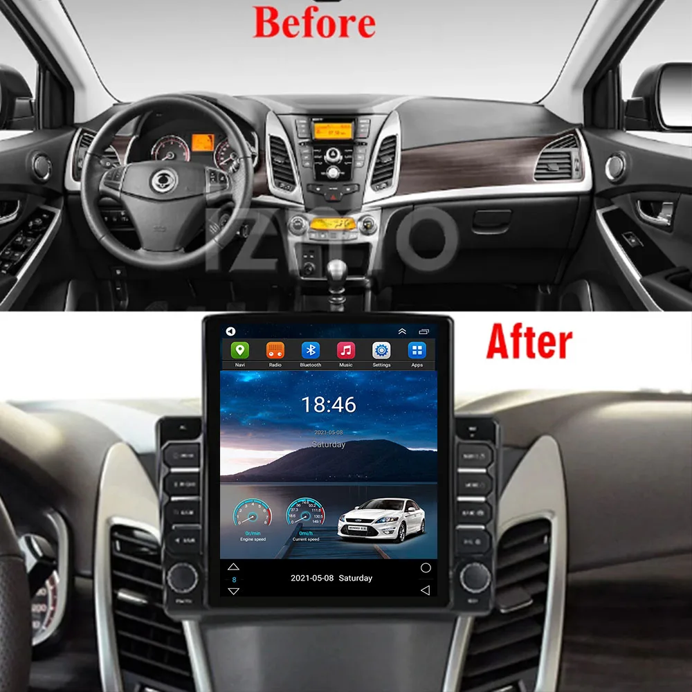 Вертикальный экран Tesla IPS DSP для Ssangyong Actyon 2013-2017-2020 4G LTE Android автомобильный