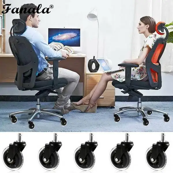 5 шт. мебельные колеса ролик офисного кресла 3 дюймов Вращающийся резиновый