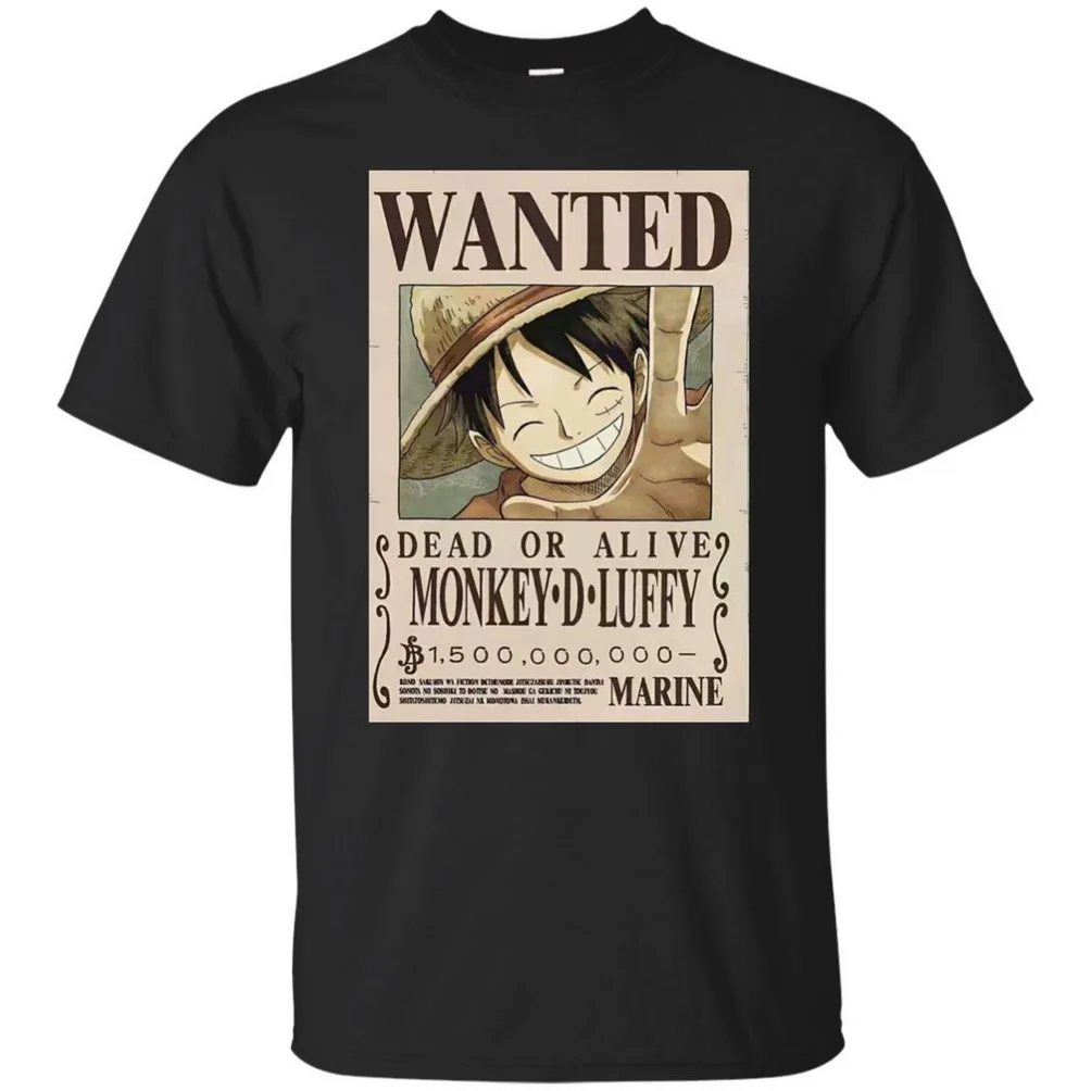Одна деталь аниме Обезьяна D. Luffy'S want плакат Футболка рукав футболка черный