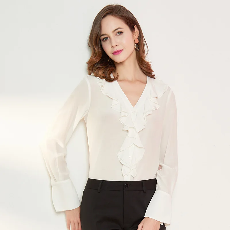 Women's Blouses and Tops Silk white loutus Floral Office Formal Casual Shirts Plus Large Size Spring Summer Sexy Haut Femme