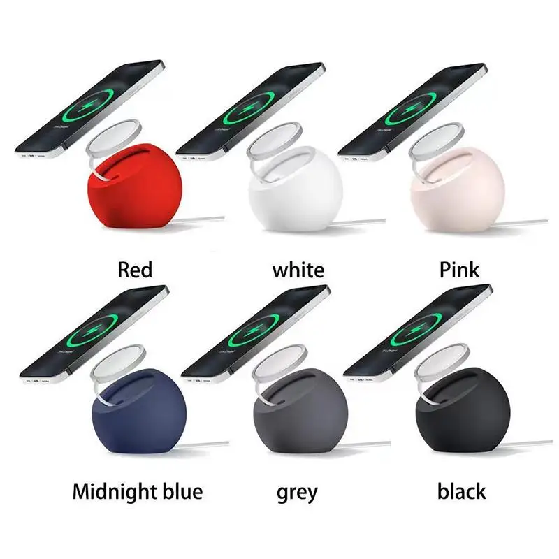 

1pc Magnetic Wireless Charger Stand Holder For 12/Pro/Pro Max Mini Silicone Ball Shape Charging Dock Station Base