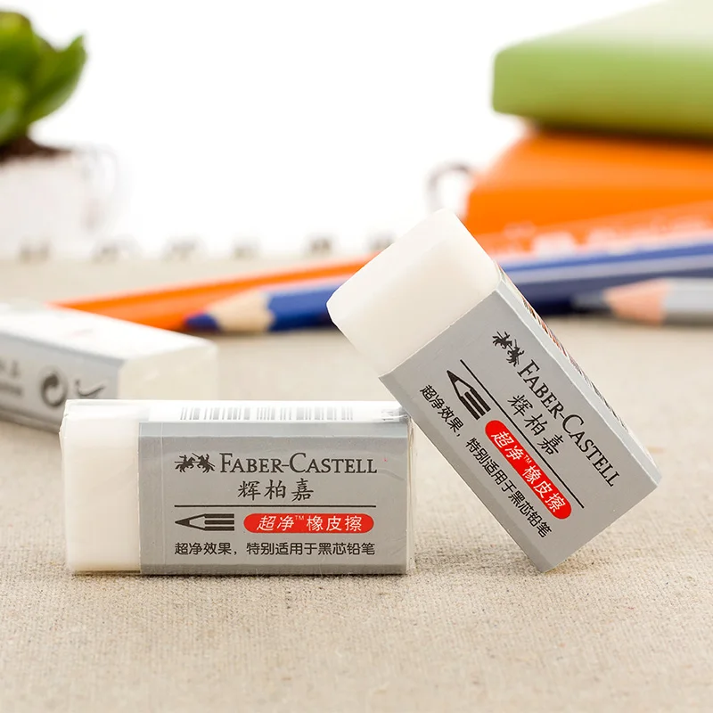 4 шт. ластик для карандашей Faber Castell 187189 белая мягкая резина 41*18*12 мм супер чистый