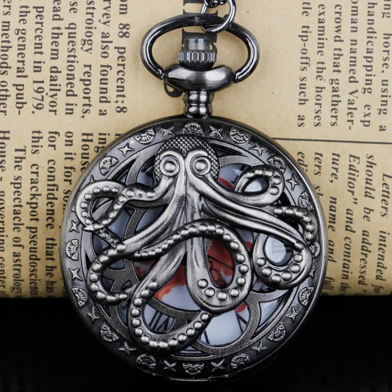 

Модные Серебристые кварцевые карманные часы ожерелье призрак Джек полые резные часы кулон мужчины женщины Хэллоуин подарки