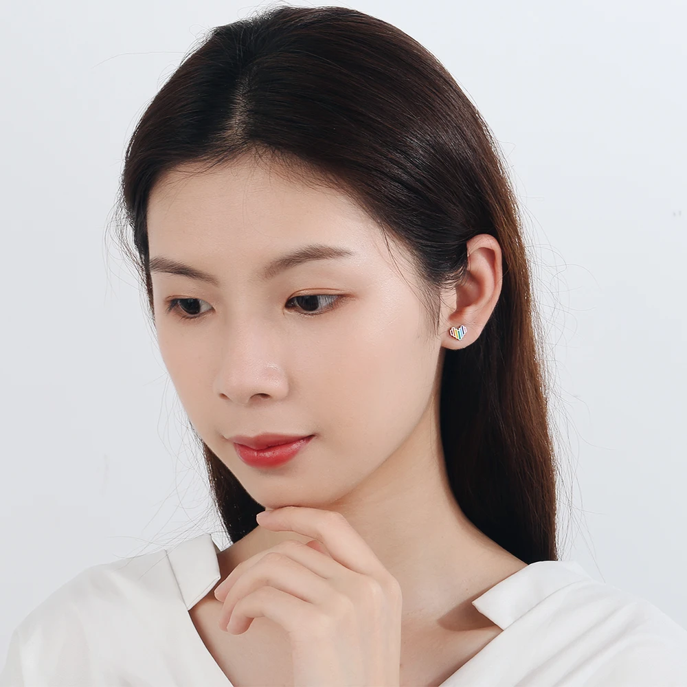 Женские серьги-гвоздики из серебра 925 пробы с эмалью | Украшения и аксессуары