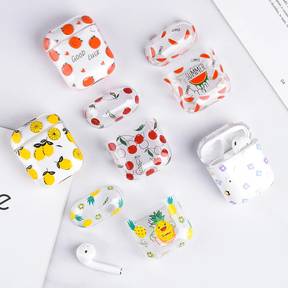 Симпатичный Прозрачный чехол для наушников Airpods pro 1 2 с фруктовым узором