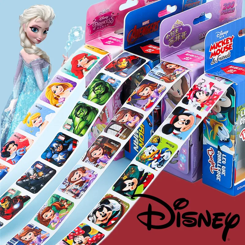 

200PCS Disney Removable Sticker Mickey Frozen Elsa Princess Sofia marvel Avengers ironman Scrapbooking Decor Toy Stickers